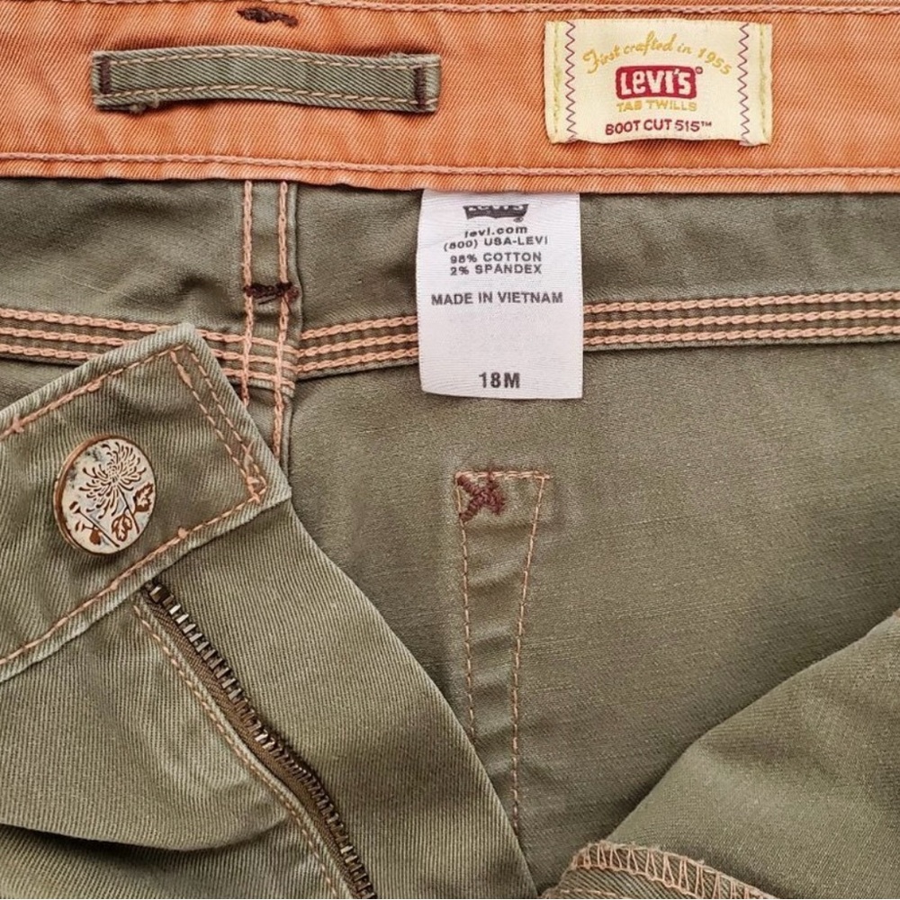 Levi’s 515 Tab Twills Bootcut Pants Women’s 18M Olive Green - Picture 5 of 7
